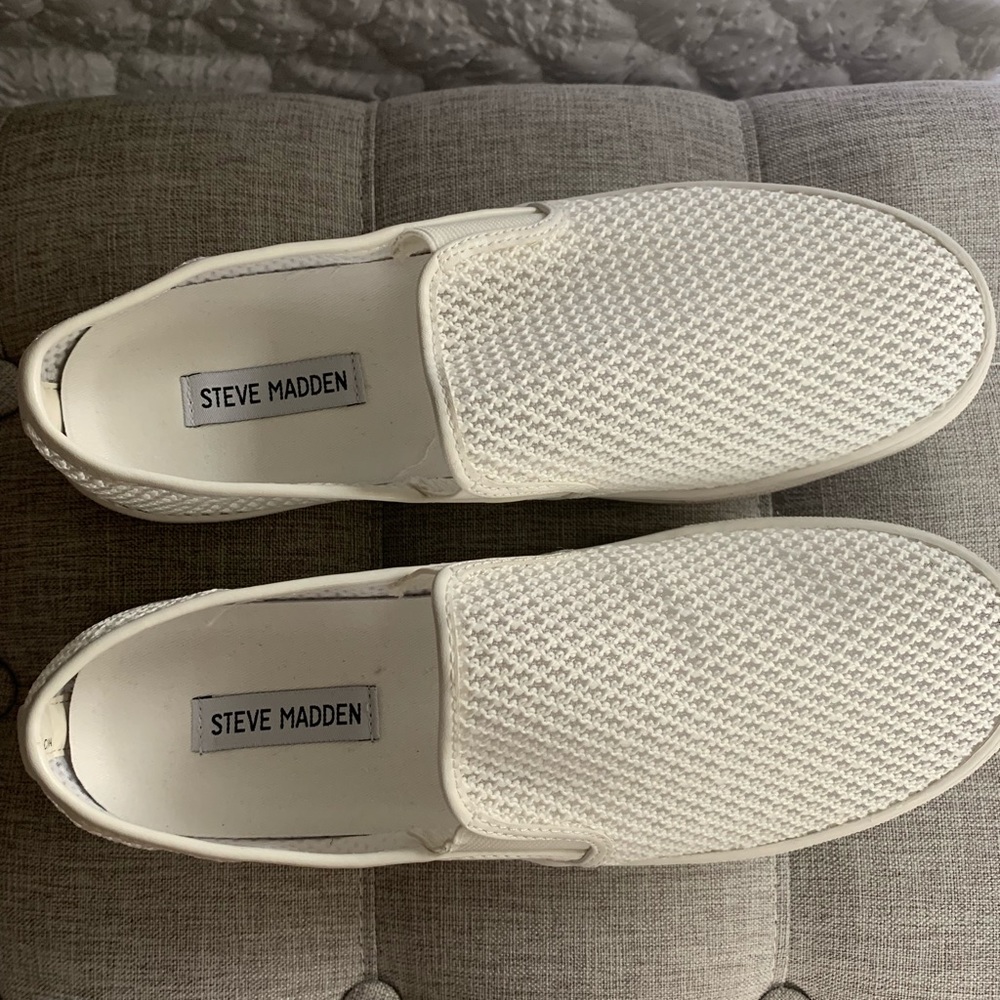 Steve Madden white slip-on sneakers.  Brand new!